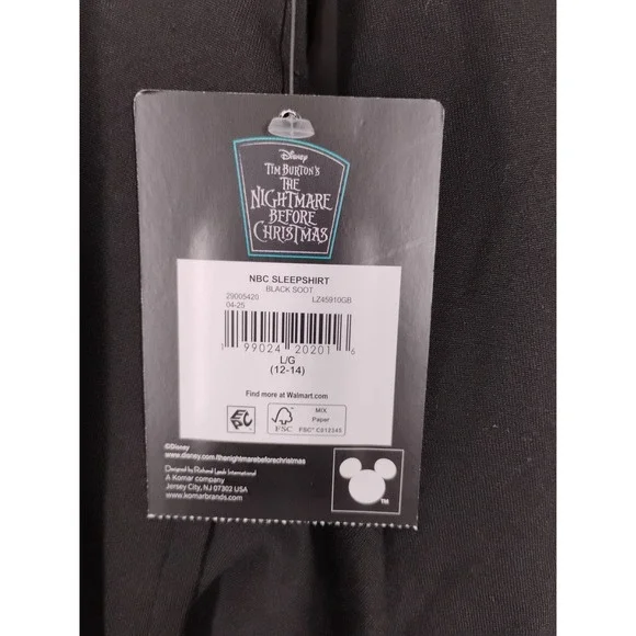 NWT Nightmare Before Christmas Womens LARGE Boo Crew Large Night Shirt Pockets - Picture 4 of 7